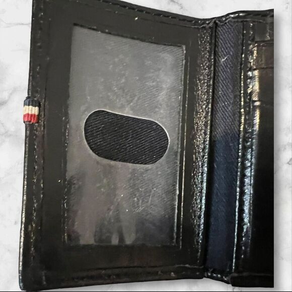 Tommy Hilfiger Black Leather Mens Trifold Billfold Wallet Three Compartments - Picture 5 of 14